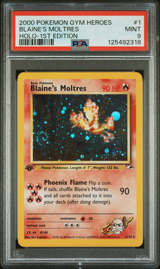 Blaine'S Moltres 2000 Pokemon Gym Heroes #1 Holo-1st Edition PSA 9