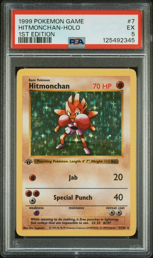 Hitmonchan-Holo 1999 Pokemon Game #7 1st Edition PSA 5