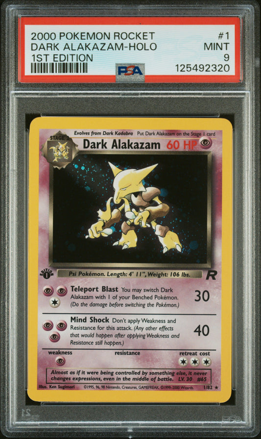 Dark Alakazam-Holo 2000 Pokemon Rocket #1 1st Edition PSA 9