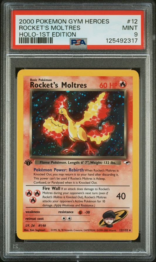 Rocket'S Moltres 2000 Pokemon Gym Heroes #12 Holo-1st Edition PSA 9