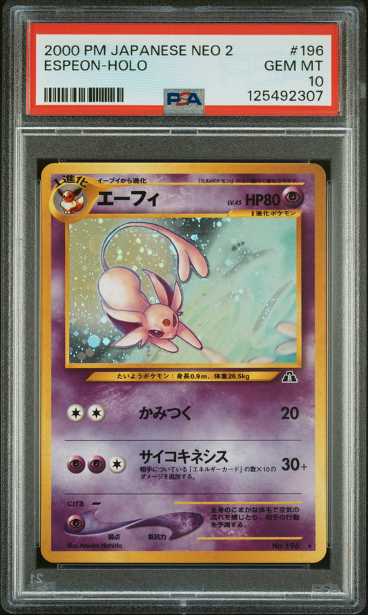 Espeon-Holo 2000 Pokemon Japanese Neo 2 #196 PSA 10