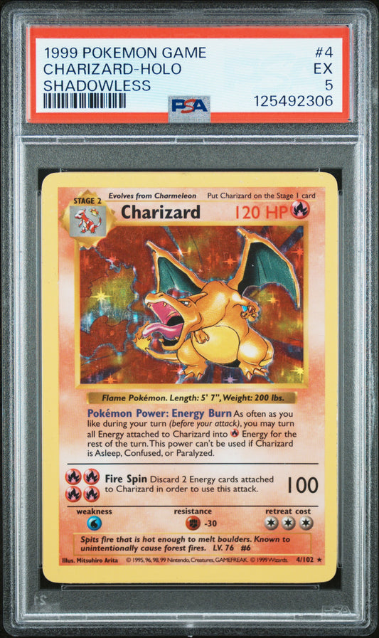 Charizard-Holo 1999 Pokemon Game #4 Shadowless PSA 5