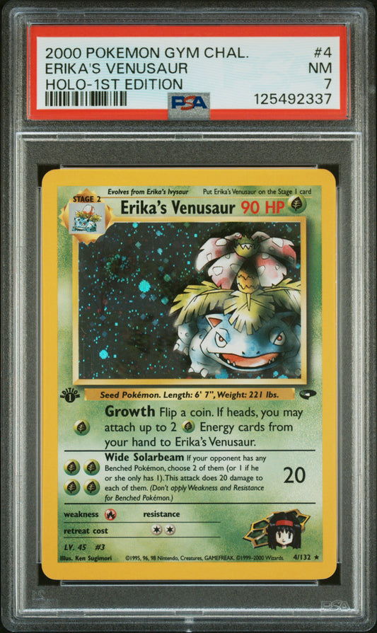 Erika'S Venusaur 2000 Pokemon Gym Challenge #4 Holo-1st Edition PSA 7