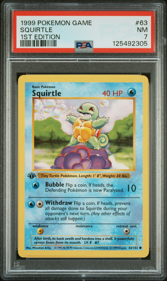 Squirtle 1999 Pokemon Game #63 1st Edition PSA 7