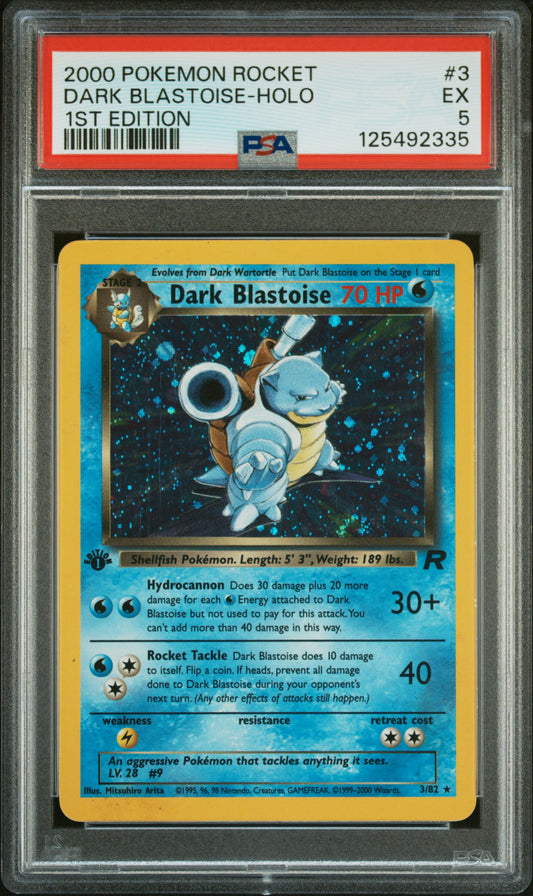 Dark Blastoise-Holo 2000 Pokemon Rocket #3 1st Edition PSA 5