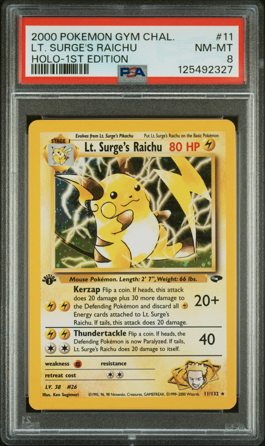 Lt. Surge'S Raichu 2000 Pokemon Gym Challenge #11 Holo-1st Edition PSA 8