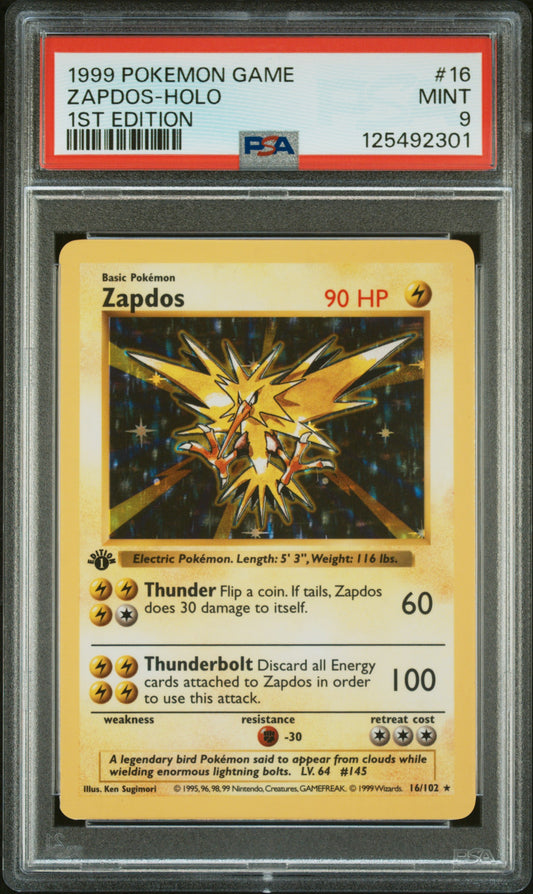Zapdos-Holo 1999 Pokemon Game #16 1st Edition PSA 9