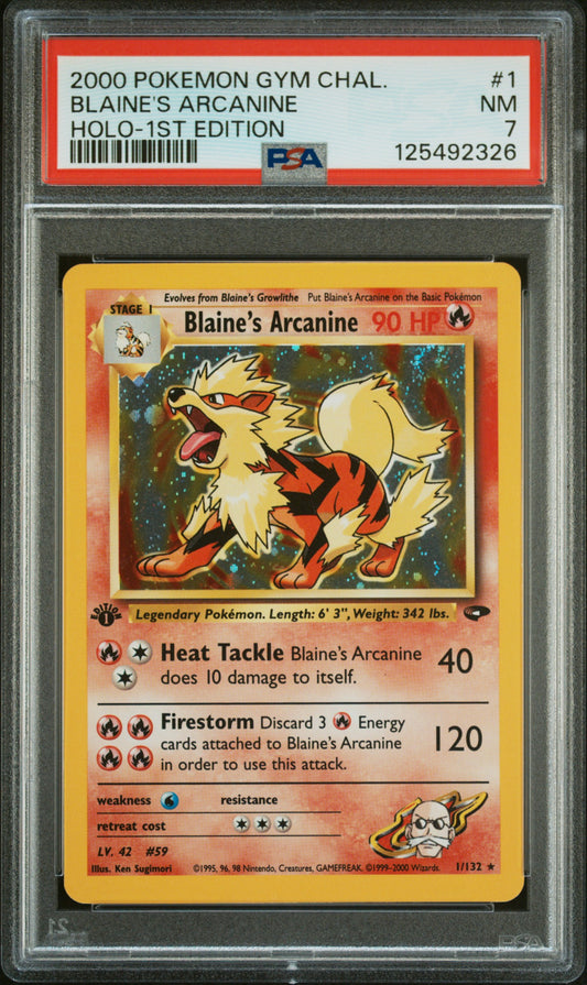 Blaine'S Arcanine 2000 Pokemon Gym Challenge #1 Holo-1st Edition PSA 7
