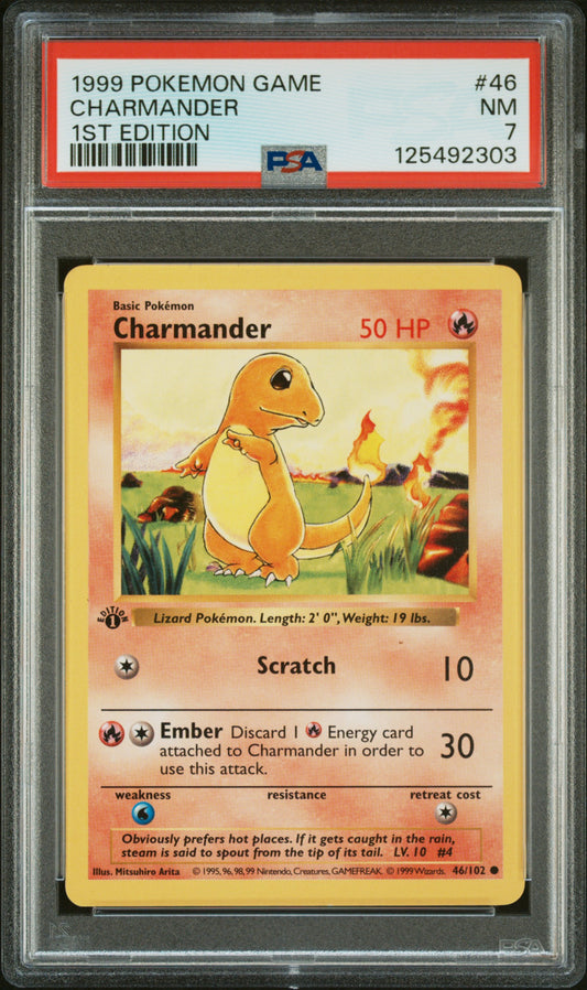 Charmander 1999 Pokemon Game #46 1st Edition PSA 7