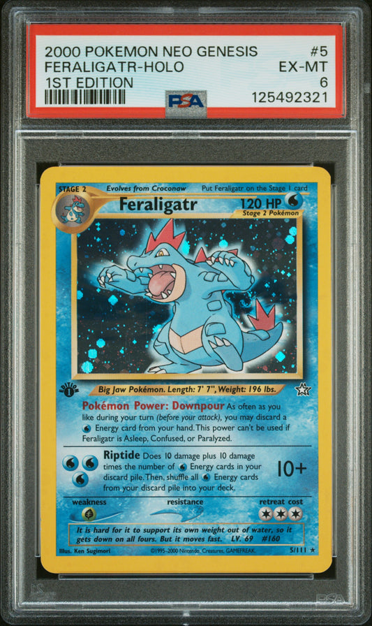Feraligatr-Holo 2000 Pokemon Neo Genesis 1st Edition #5 1st Edition PSA 6