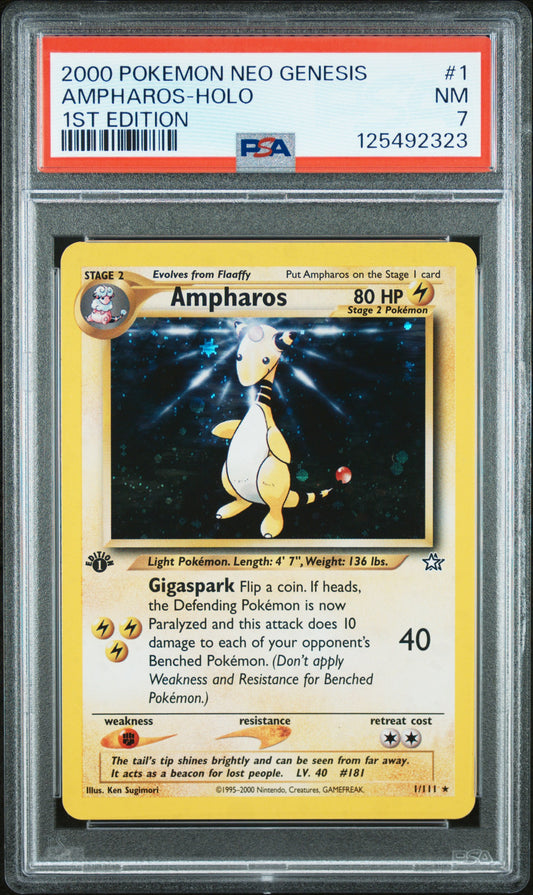 Ampharos-Holo 2000 Pokemon Neo Genesis 1st Edition #1 1st Edition PSA 7