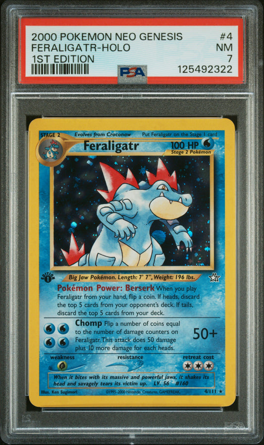 Feraligatr-Holo 2000 Pokemon Neo Genesis 1st Edition #4 1st Edition PSA 7