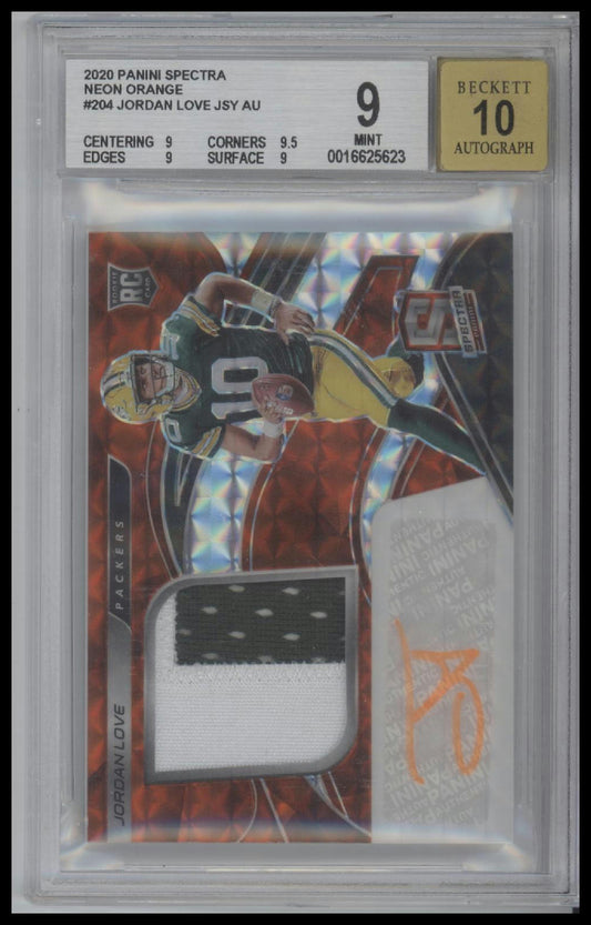 Jordan Love JSY AU 2020 Panini Spectra Neon Orange #204 BGS 9.0