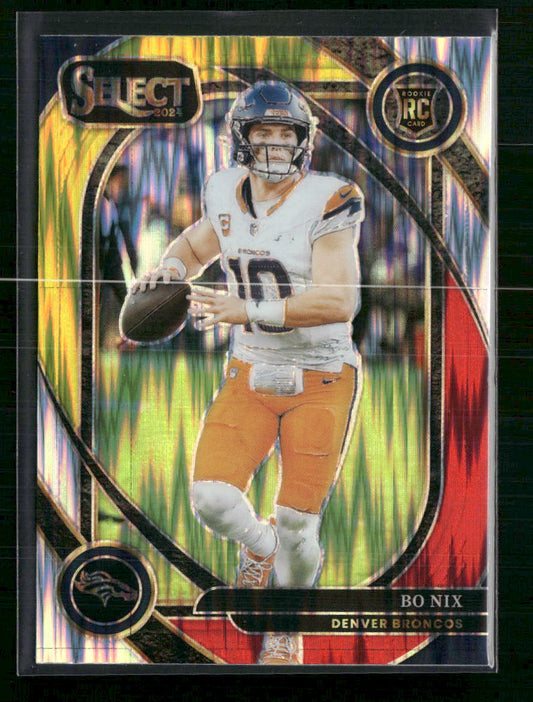 2024 Panini Select Bo Nix #221 Tri-Color Prizm Red Gold Green Shimmer