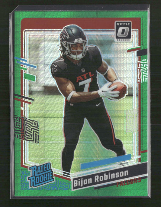 Bijan Robinson 2023 Donruss Optic #206 Green Hyper
