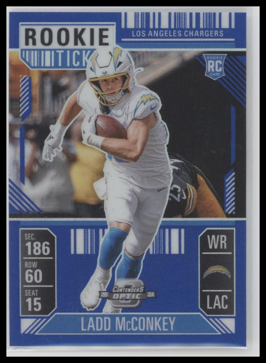 2025 Panini Contenders Optic Ladd McConkey #82 Rookie Ticket #/99