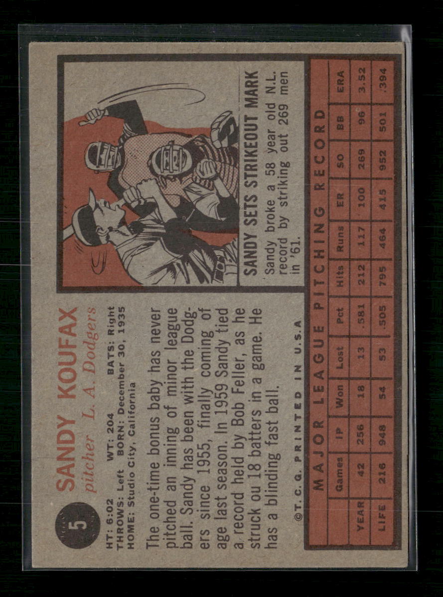 Sandy Koufax 1962 Topps #5