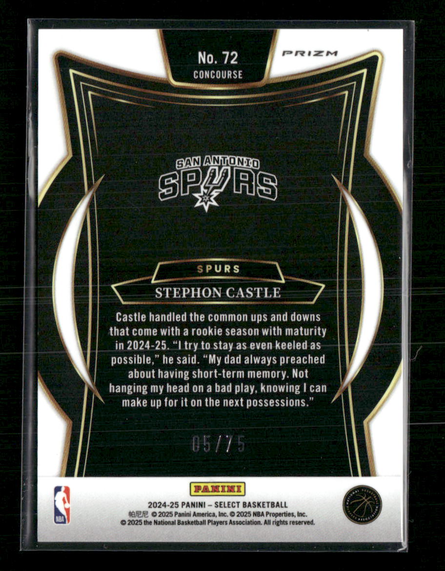 2024-25 Panini Select Stephon Castle #72 Blue Prizm #/75