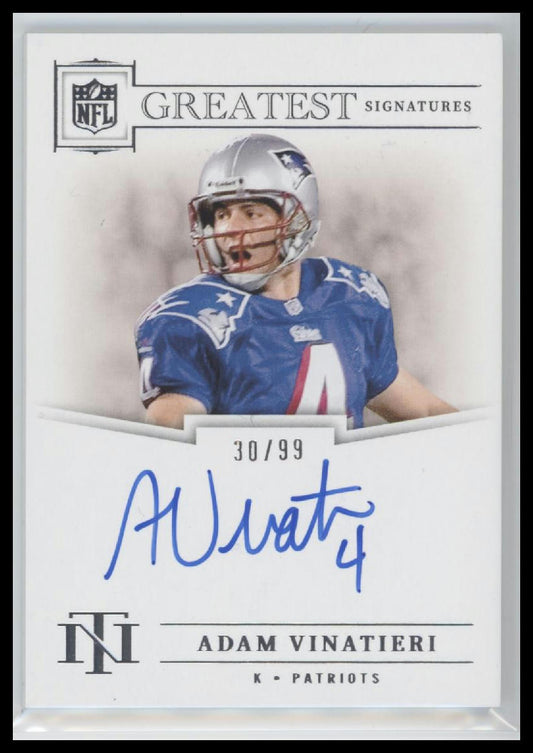 Adam Vinatieri 2024 Panini National Treasures #NFLG-AV Greatest Signatures #/99