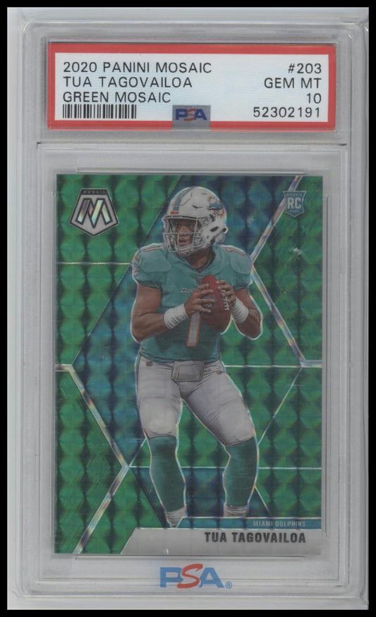 Tua Tagovailoa 2020 Panini Mosaic #203 Green Mosaic PSA 10