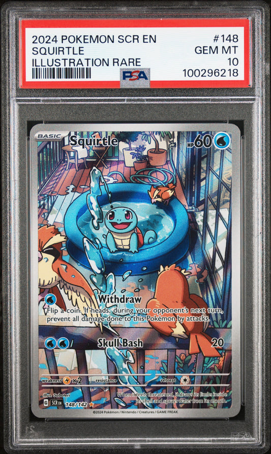 Squirtle 2024 Pokemon Scr En-Stellar Crown #148 Illustration Rare PSA 10