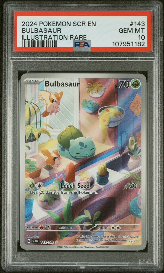 Bulbasaur 2024 Pokemon Scr En-Stellar Crown #143 Illustration Rare PSA 10