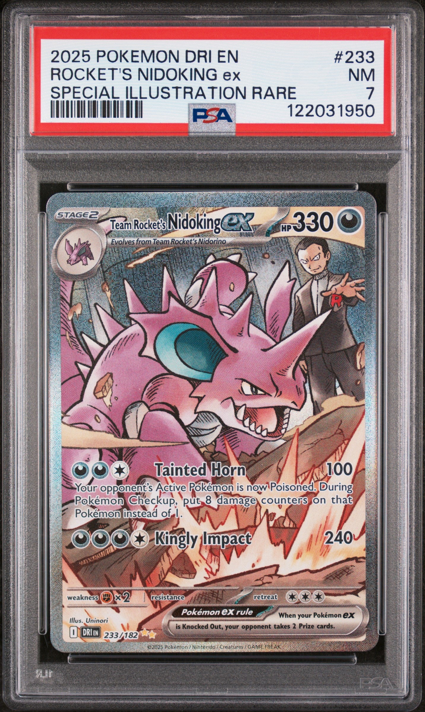 Rocket's Nidoking Ex 2025 Destined Rivals #233 Special Illustration Rare PSA 7
