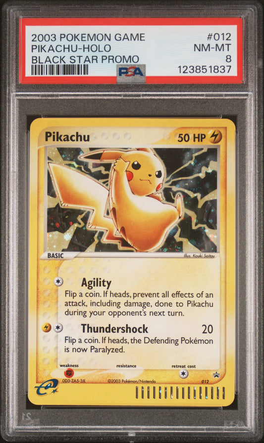 Pikachu-Holo 2003 Pokemon Black Star Promo #012 Black Star Promo PSA 8