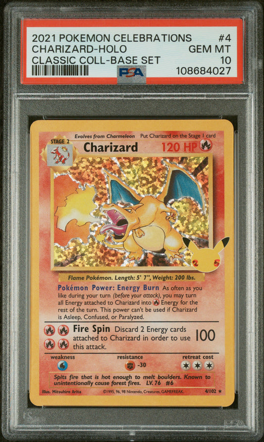 Charizard-Holo 2021 Pokemon Celebrations Classic Collection #4 PSA 10