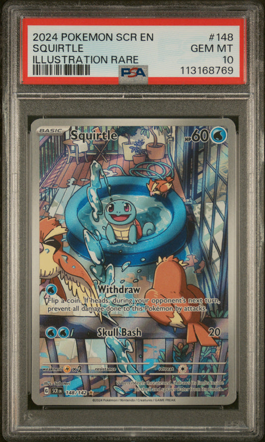 Squirtle 2024 Pokemon Scr En-Stellar Crown #148 Illustration Rare PSA 10