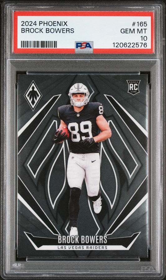 Graded 2024 Panini Phoenix Brock Bowers #165 Rookie RC Football Card PSA 10 Gem Mint