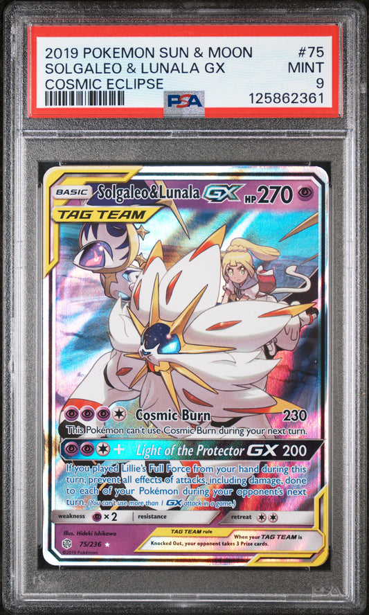 Solgaleo & Lunala Gx 2019 Sun & Moon Cosmic Eclipse #75 PSA 9