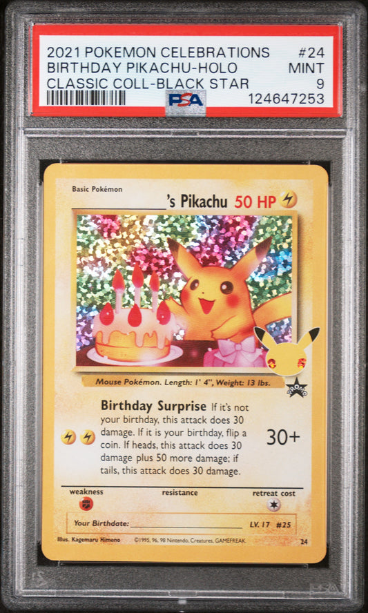 Birthday Pikachu-Holo 2021 #24 Classic Coll-Black Star PSA 9