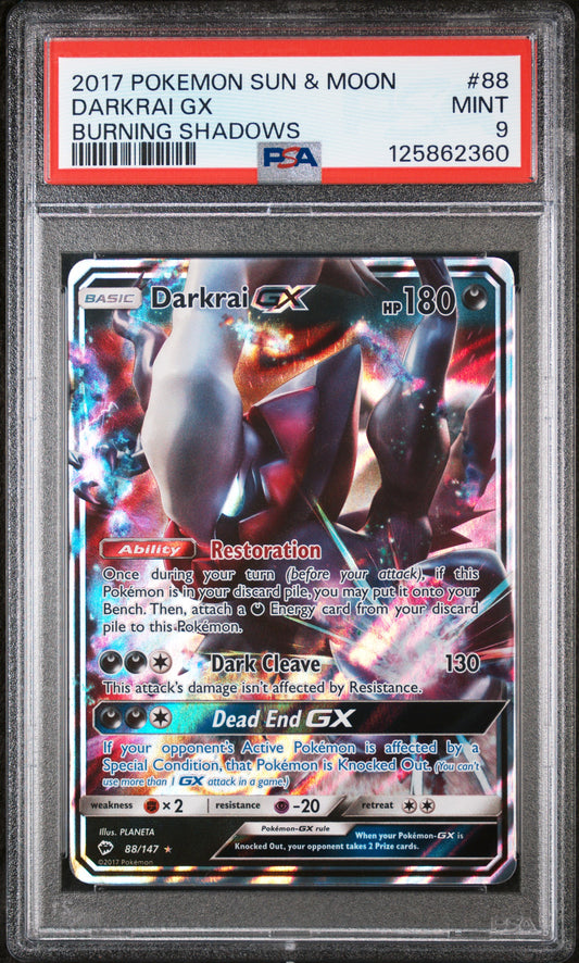 Darkrai Gx 2017 Pokemon Sun & Moon Burning Shadows #88 Burning Shadows PSA 9