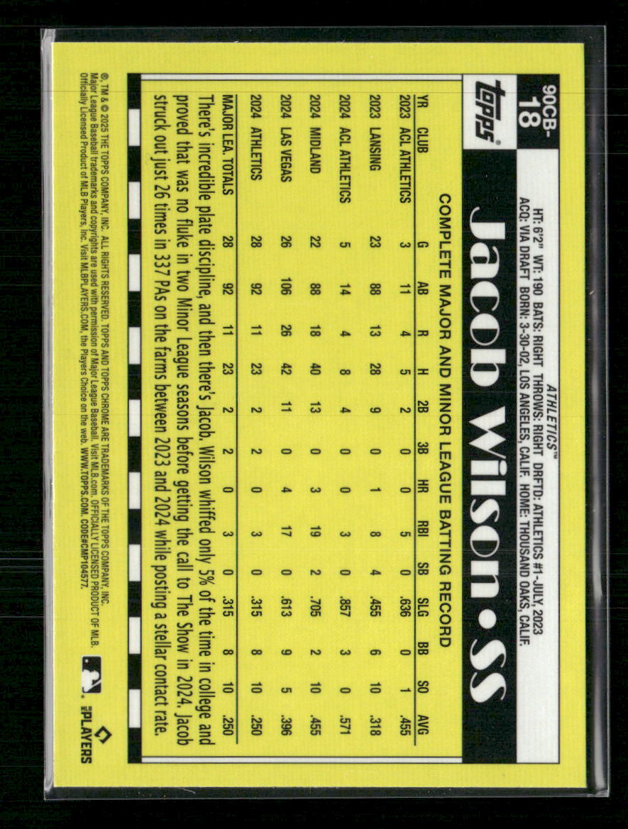Jacob Wilson 2025 Topps Chrome #90CB-18 1990 Topps Baseball 35th Anniversary