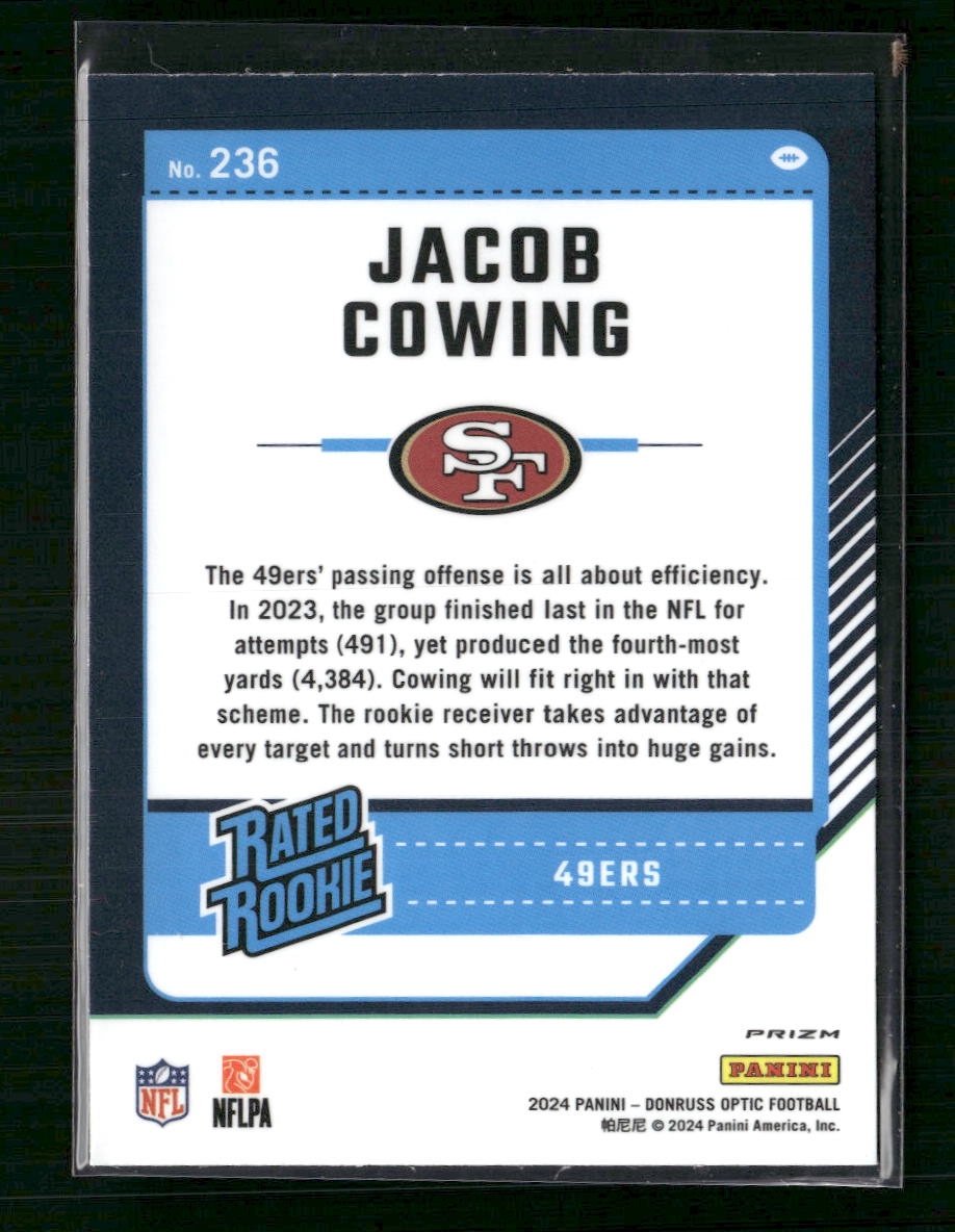 2024 Panini Optic Rookie JACOB COWING #236 Hyper Blue