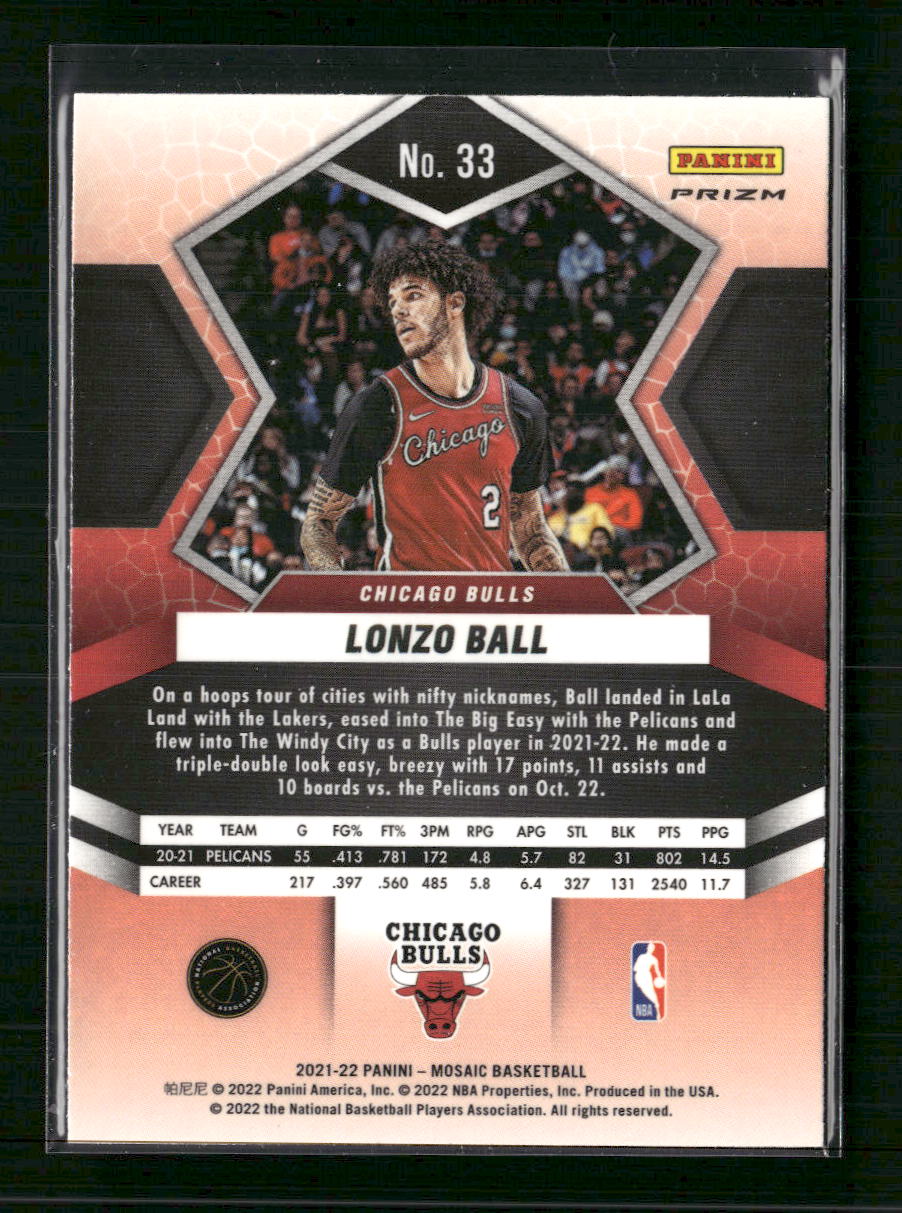 Lonzo Ball 2021-22 Panini Mosaic #33 Genesis