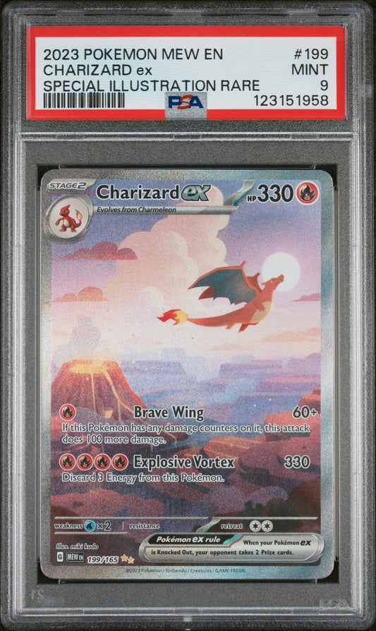 2023 Pokemon Mew En-151 Special Illustration Rare Charizard Ex 9 PSA #199