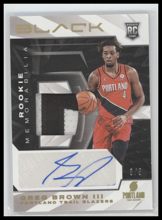 2021-22 Panini Black Rookie Memorabilia Auto Greg Brown III #/5 Auto #RMA-GB