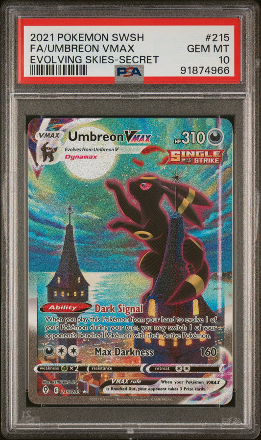 2021 Pokemon SWSH Evolving Skies-Secret Fa/Umbreon Vmax 10 PSA #215
