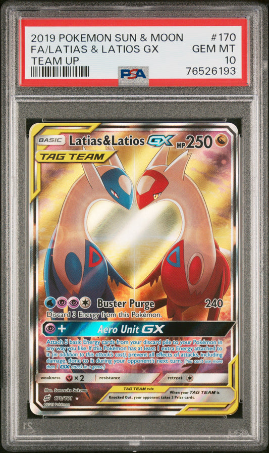 2019 Pokemon Sun & Moon Team Up Team Up Fa/Latias & Latios Gx 10 PSA #170