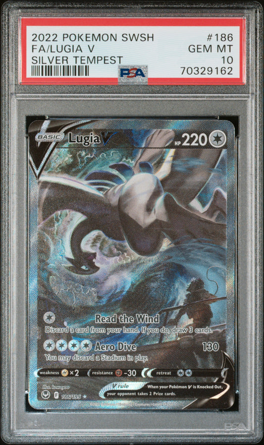 2022 Pokemon Sword & Shield Silver Tempest Silver Tempest Fa/Lugia V 10 PSA #186