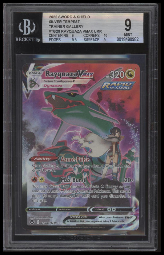 2022 Pokemon Sword and Shield Silver Tempest Rayquaza VMAX 9.0 BGS #TG20