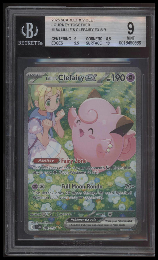 2025 Pokemon Journey Together Lillie's Clefairy ex SIR 9.0 BGS #184