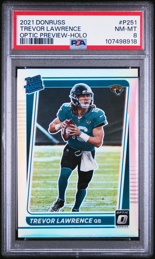 2021 Panini Donruss Optic Preview-Holo Trevor Lawrence 8 PSA #P251