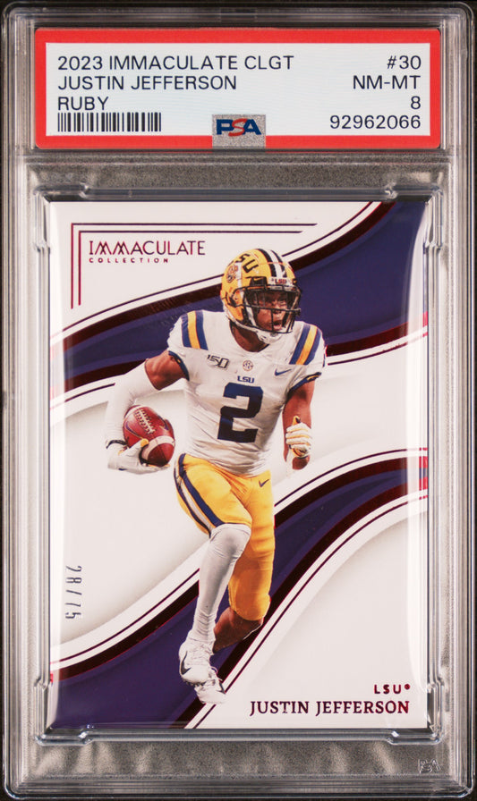 2023 Panini Immaculate Collection Collegiate Ruby Justin Jefferson 8 PSA #30