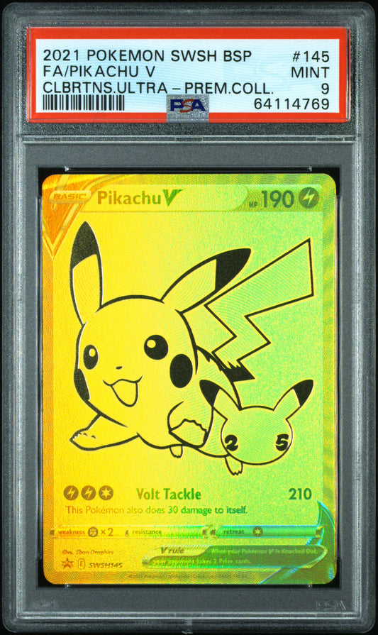 2021 Swsh Black Star Promo Clbrtns.Ultra-Prem.Coll. Fa/Pikachu V 9 PSA #145