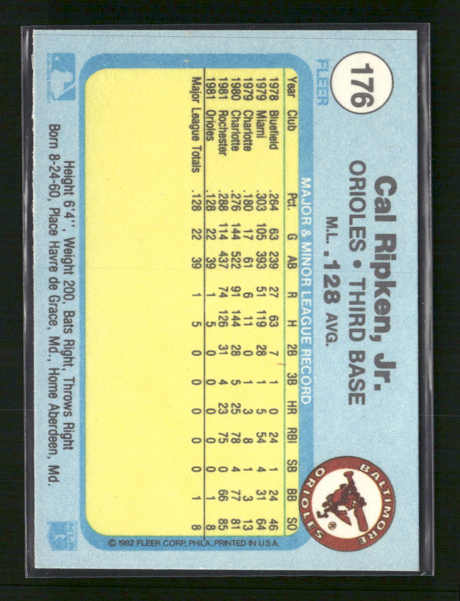 1982 Fleer Cal Ripken, Jr. Rookie #176