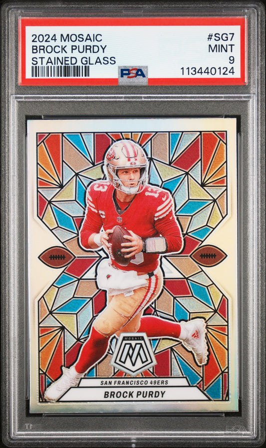 2024 Panini Mosaic Stained Glass Brock Purdy 9 PSA #SG7