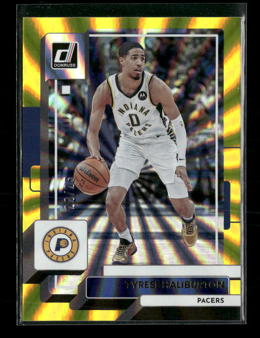 2022-23 Donruss Holo Laser Yellow Tyrese Haliburton #/25 #47